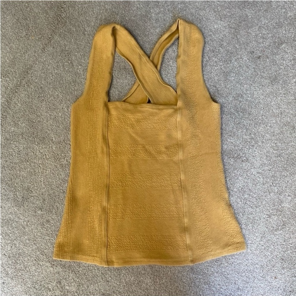 Anthropologie Mauve Mustard Yellow Crossback Tank Top Size S